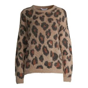 NWT Leopard Print Fuzzy Sweater - Tan and Black